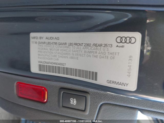 WAUDNAF40HN046927 Audi A4 2.0t Season Of Audi Premium