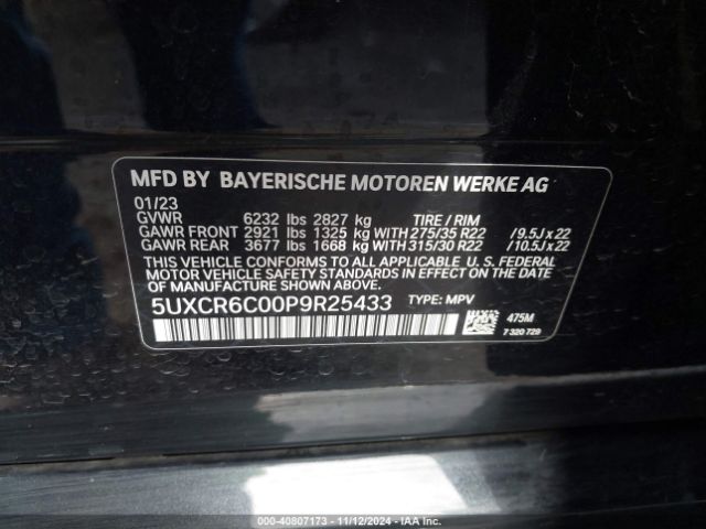 5UXCR6C00P9R25433 BMW X5 Xdrive40i