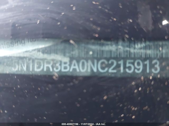 5N1DR3BA0NC215913 Nissan Pathfinder Sv 2wd