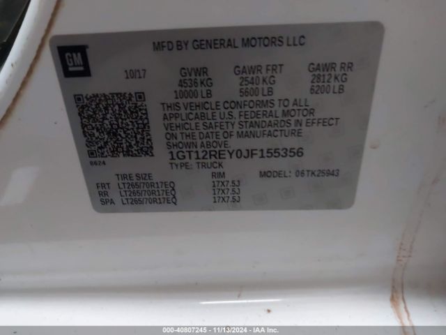1GT12REY0JF155356 GMC SIERRA 2500HD