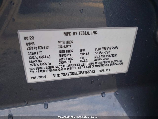 2023 TESLA MODEL Y 7SAYGDEEXPA166953 Photo 8