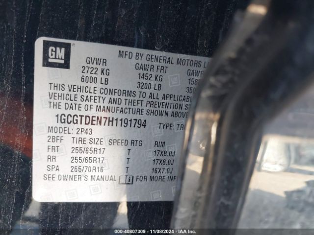 1GCGTDEN7H1191794 Chevrolet Colorado Z71