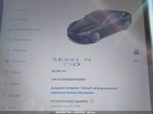2018 TESLA MODEL S 5YJSA1E29JF252631 Photo 6