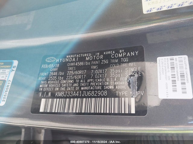 Hyundai TUCSON SEL 2018 KM8J33A41JU682908 Image 9