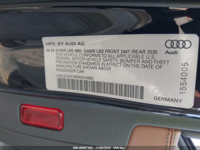 WAUEAAF48RN014065 Audi A4 Premium Plus 45 Tfsi S Line Quattro S Tronic