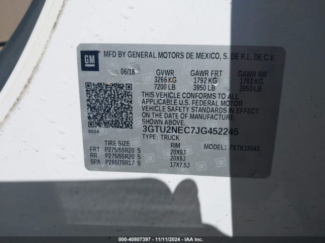 3GTU2NEC7JG452245 GMC Sierra 1500 Slt