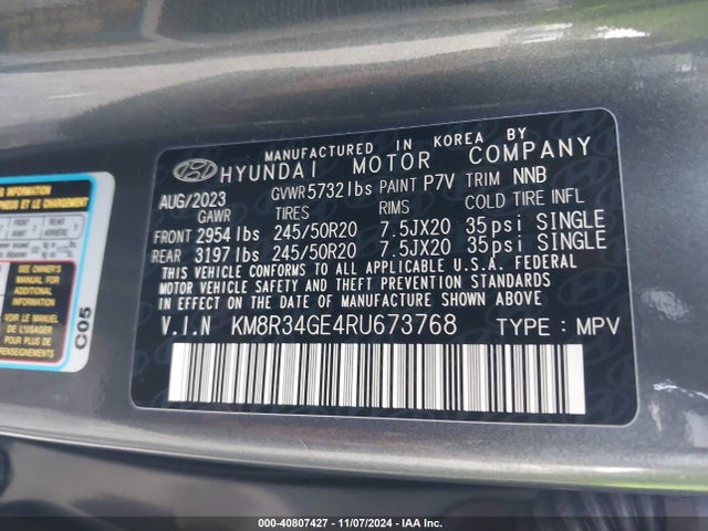 Hyundai Palisade Xrt 2024 KM8R34GE4RU673768 Image 9