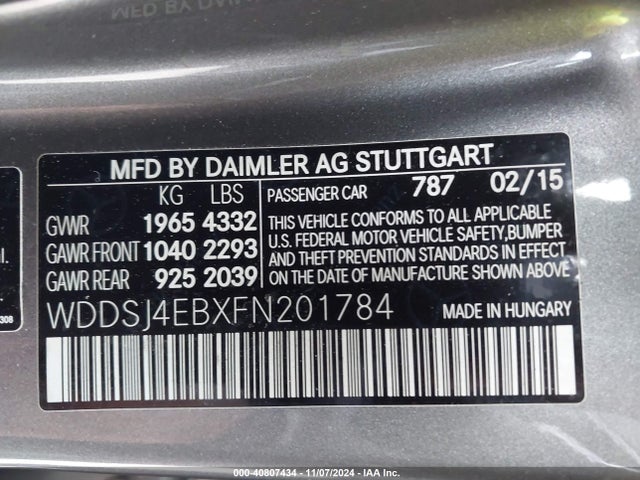 WDDSJ4EBXFN201784 Mercedes-Benz CLA 250