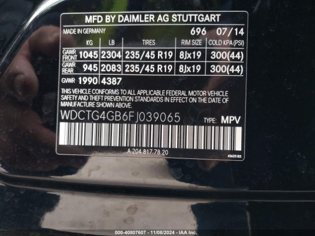 WDCTG4GB6FJ039065 Mercedes-Benz Gla 250 4matic
