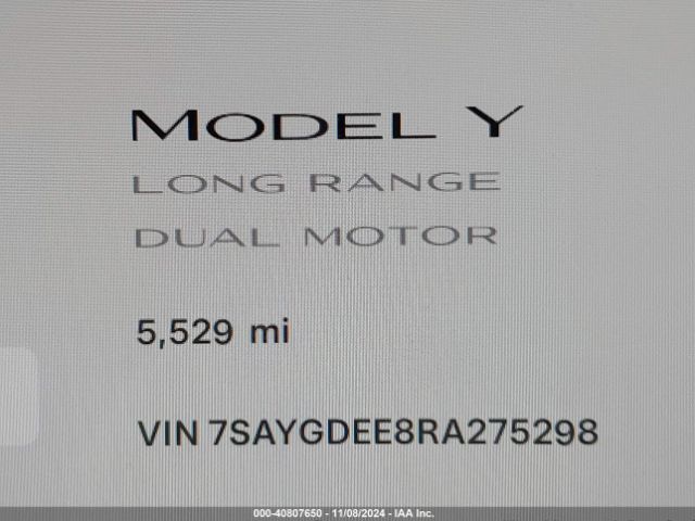 7SAYGDEE8RA275298 Tesla Model Y Long Range Dual Motor All-wheel Drive