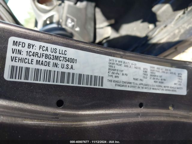 1C4RJFBG3MC754001 Jeep Grand Cherokee Limited 4x4