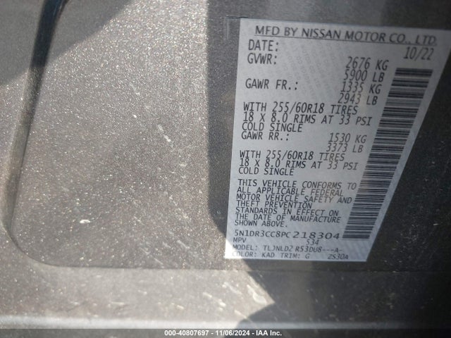 Nissan Pathfinder Sl 4wd 2023 5N1DR3CC8PC218304 Image 9