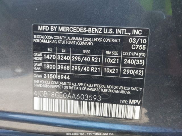 2010 MERCEDES-BENZ GL 550 4JGBF8GE0AA603593 Photo 8