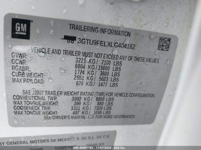 3GTU9FELXLG404162 GMC Sierra 1500 4wd  Short Box Denali
