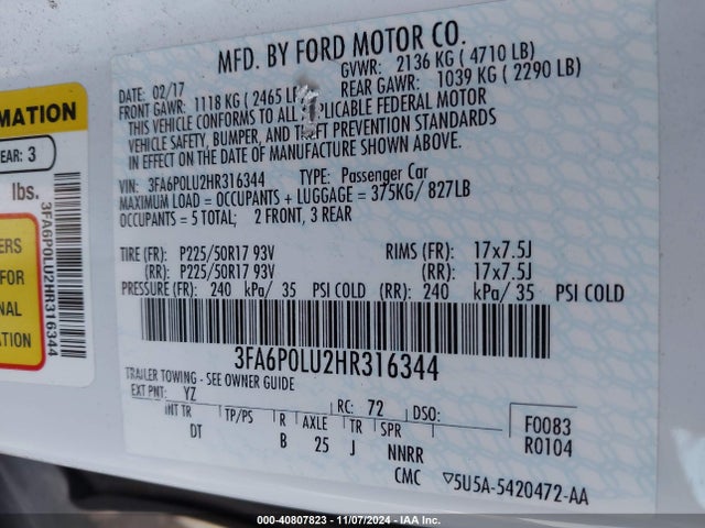Ford Fusion Hybrid Se 2017 3FA6P0LU2HR316344 Image 9