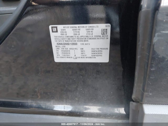 Chevrolet EQUINOX LT 2016 2GNALCEK0G1128560 Image 9