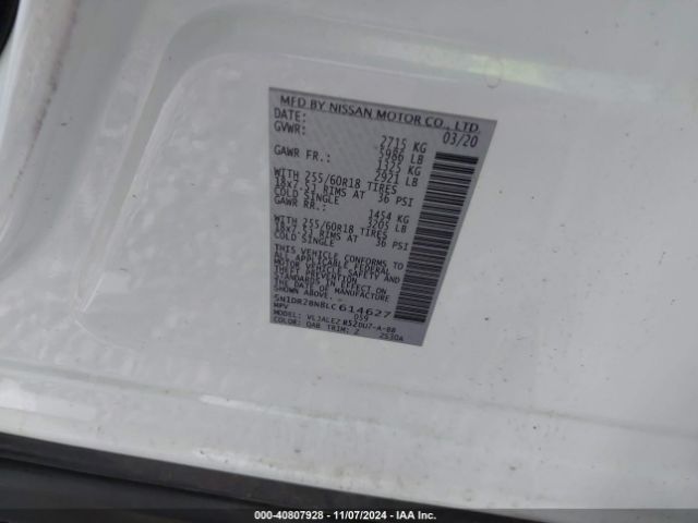 5N1DR2BN8LC614627 Nissan Pathfinder Sv 2wd