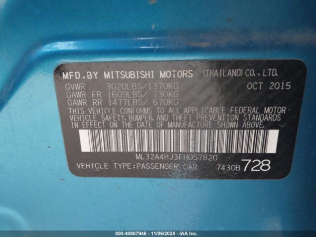ML32A4HJ3FH057820 Mitsubishi MIRAGE ES