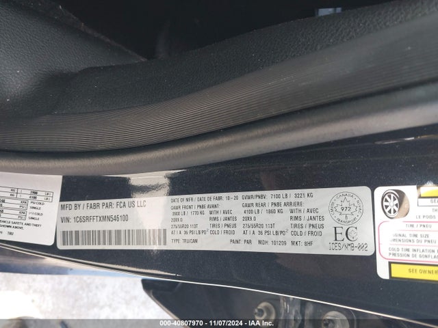 1C6SRFFTXMN546100 RAM 1500 Big Horn