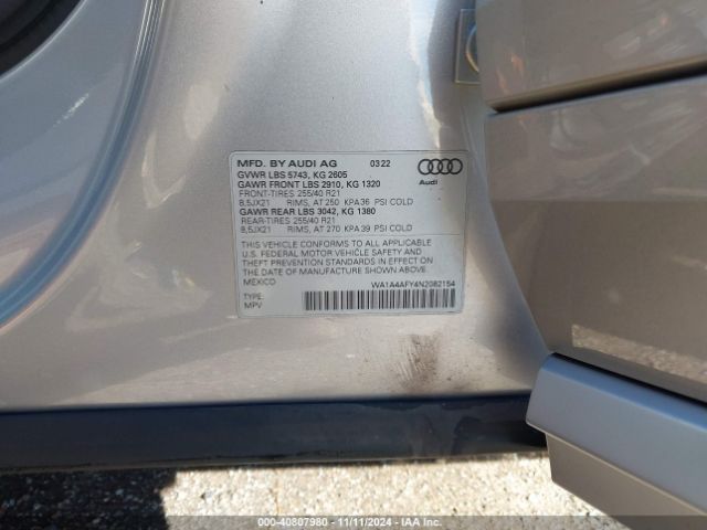 WA1A4AFY4N2082154 Audi Sq5 Premium Tfsi Quattro Tiptronic
