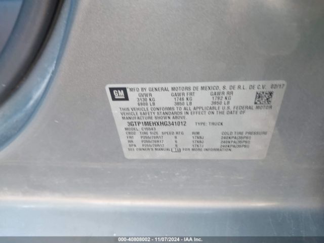 3GTP1MEHXHG341012 GMC Sierra 1500 Sle