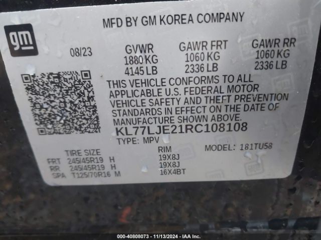 KL77LJE21RC108108 Chevrolet Trax Fwd 2rs