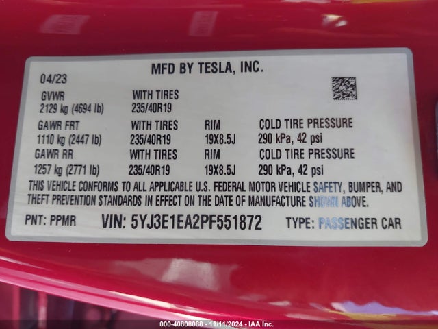 2023 TESLA MODEL 3 5YJ3E1EA2PF551872 Photo 8