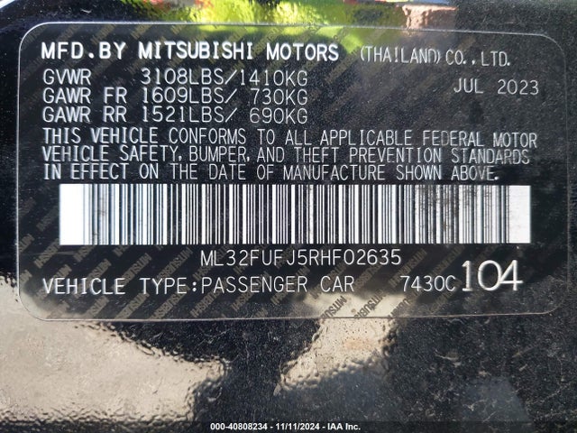 Mitsubishi Mirage G4 Es 2024 ML32FUFJ5RHF02635 Image 9