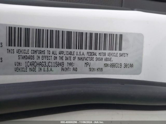 1C4RDHAG3JC115049 Dodge Durango Sxt Rwd
