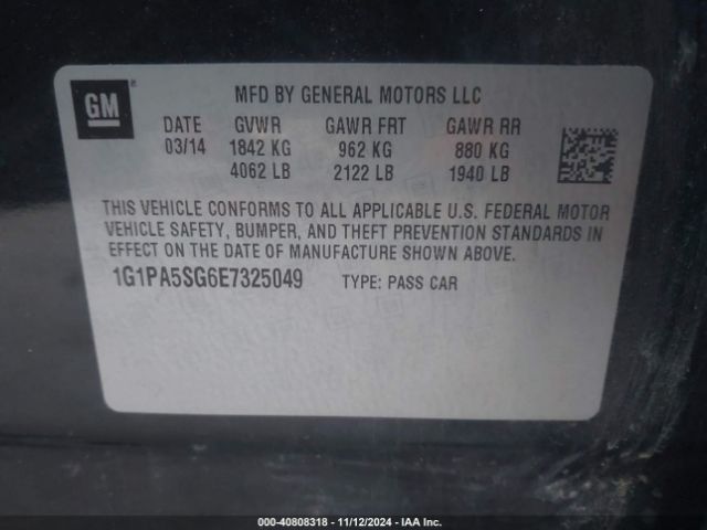 1G1PA5SG6E7325049 Chevrolet Cruze Ls Auto