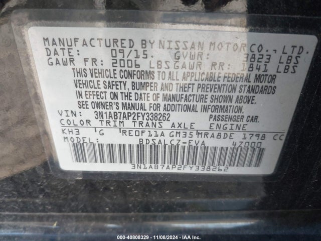 Nissan SENTRA S 2015 3N1AB7AP2FY338262 Image 25