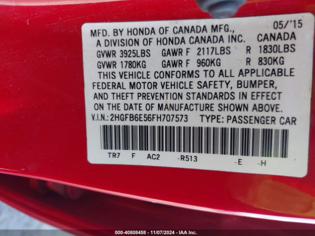 2HGFB6E56FH707573 Honda CIVIC SI