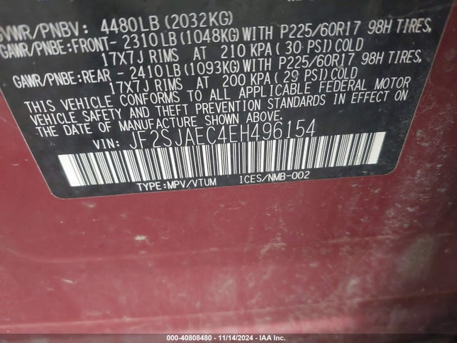 Subaru Forester 2.5i Premium 2014 JF2SJAEC4EH496154 Image 9