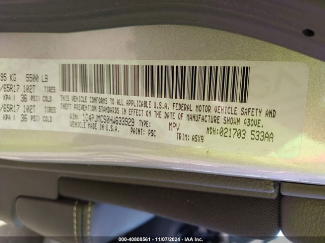 1C4PJMCS0HW633929 Jeep Cherokee Latitude 4x4