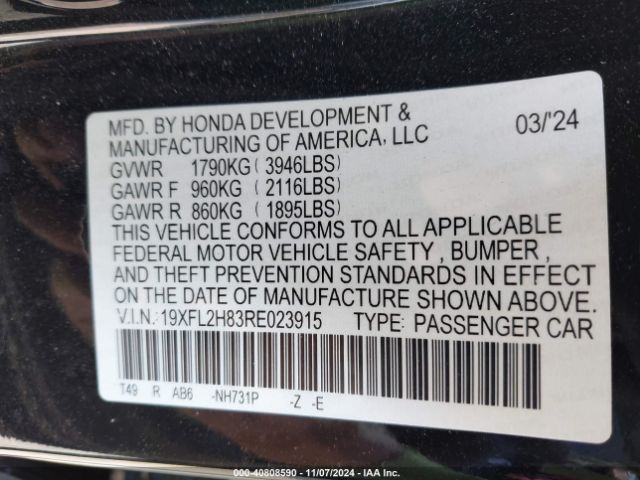 19XFL2H83RE023915 Honda Civic Sport