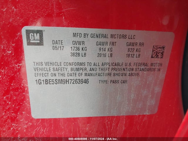Chevrolet Cruze Lt Auto 2017 1G1BE5SM9H7263946 Image 9