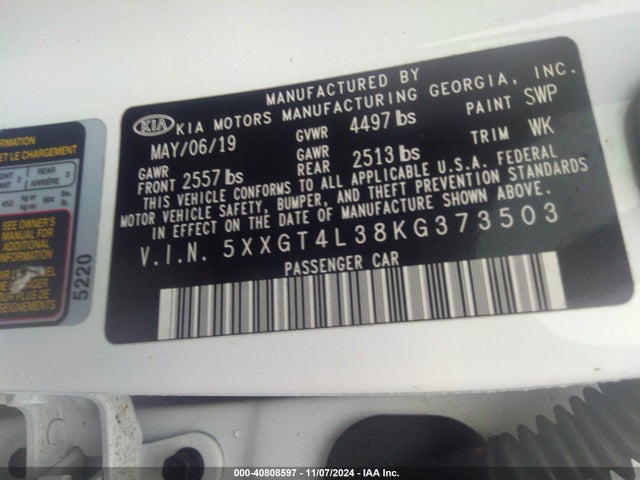 KIA Optima Lx 2019 5XXGT4L38KG373503 Image 9