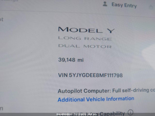 2021 TESLA MODEL Y 5YJYGDEE8MF111798 Photo 6