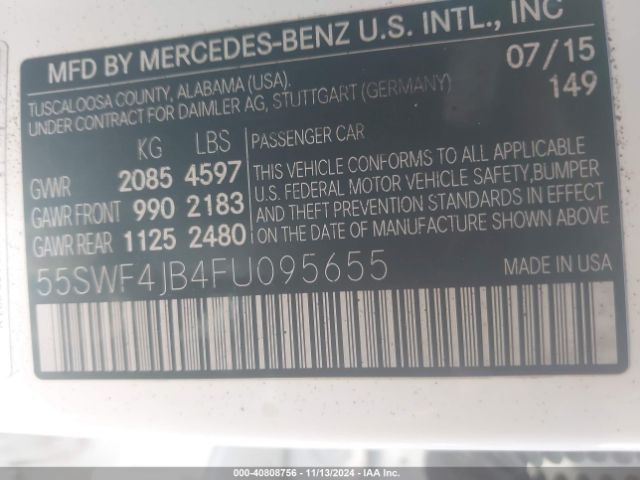 55SWF4JB4FU095655 Mercedes-Benz C 300 Luxury/sport