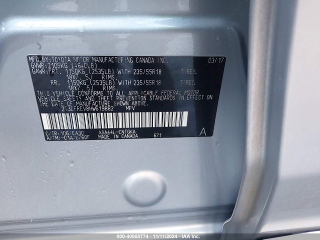 2T3DFREV8HW619882 Toyota Rav4 Platinum