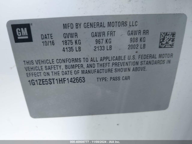 1G1ZE5ST1HF142663 Chevrolet MALIBU 1LT