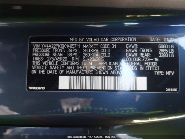 YV4A22PK6K1485711 Volvo Xc90 T6 Momentum