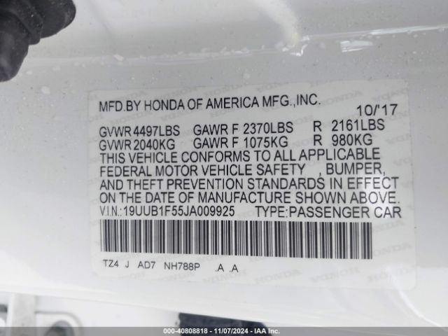 19UUB1F55JA009925 Acura Tlx Tech Pkg