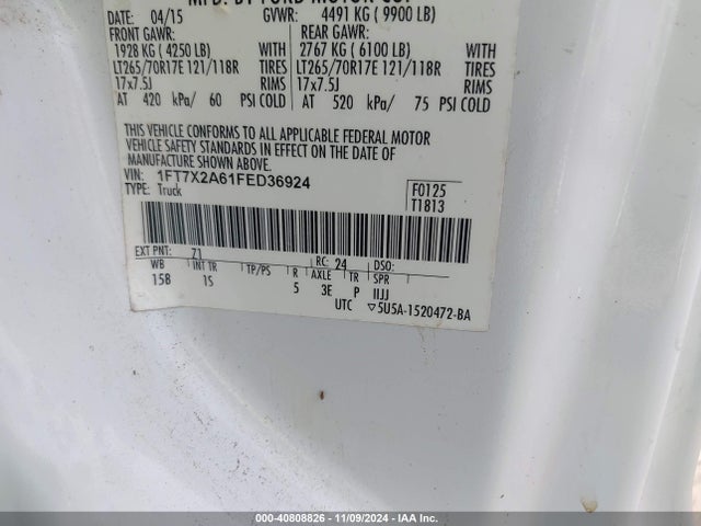 Ford F-250 Xl 2015 1FT7X2A61FED36924 Image 9