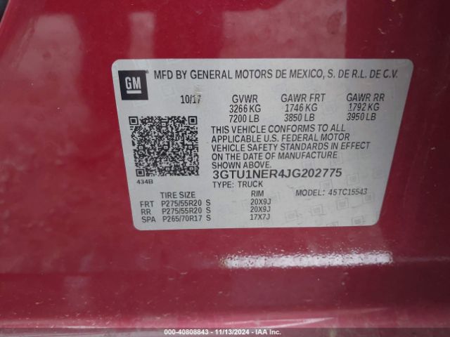 3GTU1NER4JG202775 GMC Sierra 1500 Slt