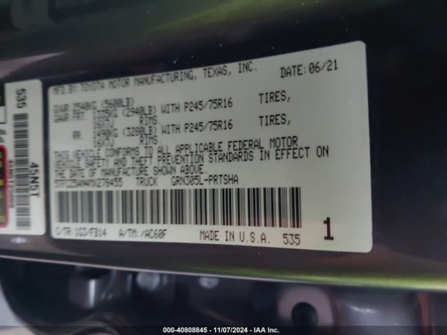 5TFCZ5AN4MX278455 Toyota Tacoma Sr V6