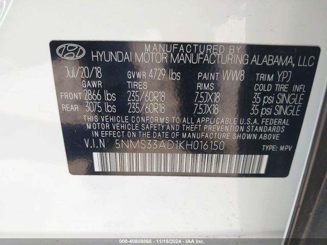 Hyundai Santa Fe Sel Plus 2019 5NMS33AD1KH016150 Image 9