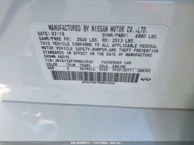 JN1EV7AP7KM543520 Infiniti Q50 3.0t Luxe