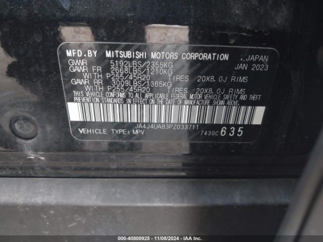 JA4J4UA83PZ033711 Mitsubishi Outlander Ralliart /se 2.5 /se Black Edition /se Special Editiont