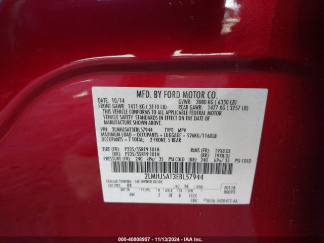 2LMHJ5AT3EBL57944 Lincoln Mkt Ecoboost